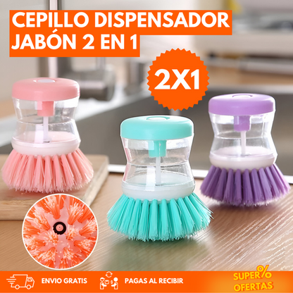 2X1: CEPILLO DISPENSADOR JABON 2 EN 1