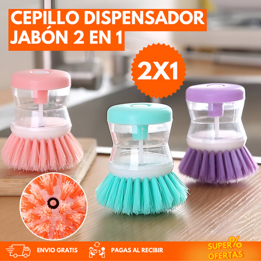 2X1: CEPILLO DISPENSADOR JABON 2 EN 1